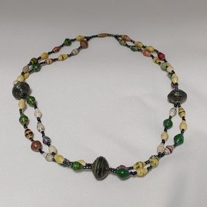 🏷️ Vintage Paper Bead Necklace
